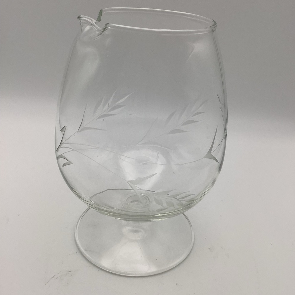Etched Glass Brandy Snifter with Pour Spout